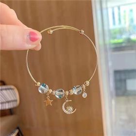 Women's Fashion Casual Geometric Bell Bracelet (Color: Blue Star Moon)