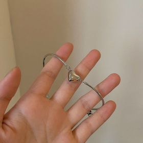 Women's Fashion Casual Geometric Bell Bracelet (Color: Silver Heart)